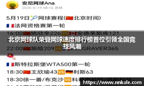 北京网球队荣登网球速度排行榜首位引领全国竞技风潮